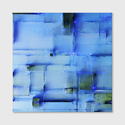 Холст квадратный Чёрные пятна на синем фоне абстракция, цвет: 3D-принт — фото 2