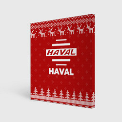 Холст квадратный Новогодний Haval с оленями, цвет: 3D-принт
