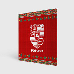 Холст квадратный Porsche new year, цвет: 3D-принт