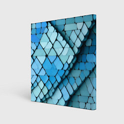 Холст квадратный Синие рельефные плитки, цвет: 3D-принт