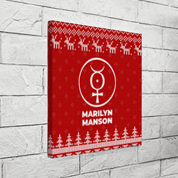 Холст квадратный Новогодний Marilyn Manson с оленями, цвет: 3D-принт — фото 2