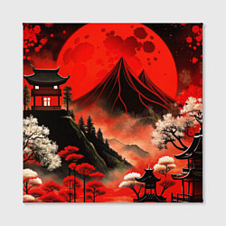 Холст квадратный Япония природа в красном цвете, цвет: 3D-принт — фото 2