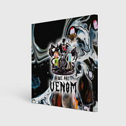 Холст квадратный Морти и Рик под властью ядовитой слизи - коллаба, цвет: 3D-принт