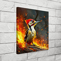 Холст квадратный Дятел в огне, цвет: 3D-принт — фото 2