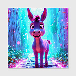 Холст квадратный Ослик в неоновых искрах, цвет: 3D-принт — фото 2