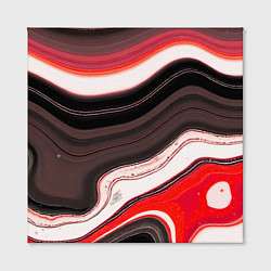 Холст квадратный Волнистые горизонтальные чёрно-красные полосы на б, цвет: 3D-принт — фото 2