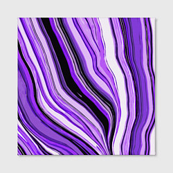 Холст квадратный Волнистые вертикальные чёрно-фиолетовые полосы, цвет: 3D-принт — фото 2
