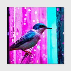 Холст квадратный Ласточка на фиолетовой стене, цвет: 3D-принт — фото 2