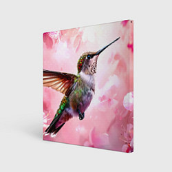 Холст квадратный Колибри на розовом, цвет: 3D-принт