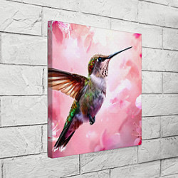 Холст квадратный Колибри на розовом, цвет: 3D-принт — фото 2