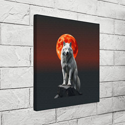 Холст квадратный Белый волк в ночи, цвет: 3D-принт — фото 2