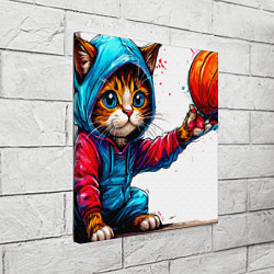 Холст квадратный Кот баскетболист, цвет: 3D-принт — фото 2