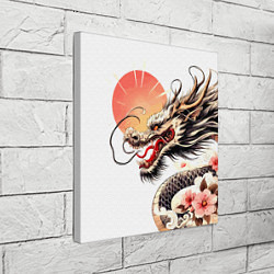 Холст квадратный Японский дракон и солнце, цвет: 3D-принт — фото 2
