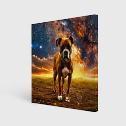 Холст квадратный Немецкий боксер и звездное небо, цвет: 3D-принт