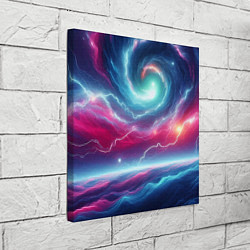 Холст квадратный Spiral neon galaxy - ai art fantasy, цвет: 3D-принт — фото 2