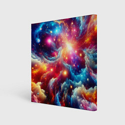 Холст квадратный Colorfull neon space clouds - ai art fantasy, цвет: 3D-принт