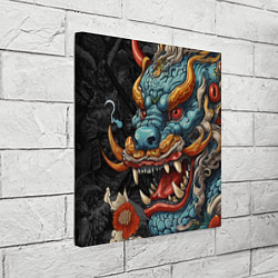 Холст квадратный Дракон в стиле японской татуировки ирезуми, цвет: 3D-принт — фото 2
