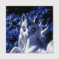Холст квадратный Единорог - синий рог, цвет: 3D-принт — фото 2