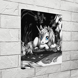 Холст квадратный Белый единорог с голубыми глазами, цвет: 3D-принт — фото 2