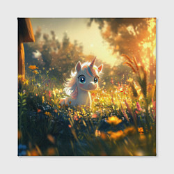 Холст квадратный Белая маленькая единорожка, цвет: 3D-принт — фото 2