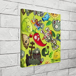 Холст квадратный Растения против зомби с героями, цвет: 3D-принт — фото 2