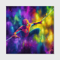 Холст квадратный Человек - паук радужные краски, цвет: 3D-принт — фото 2