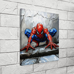 Холст квадратный Человек-паук палзет на стене, цвет: 3D-принт — фото 2