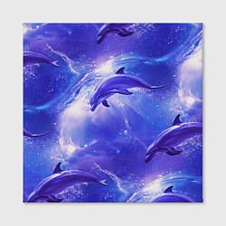 Холст квадратный Дельфины в волшебном море паттерн, цвет: 3D-принт — фото 2
