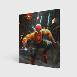 Холст квадратный Человек паук бежит, цвет: 3D-принт