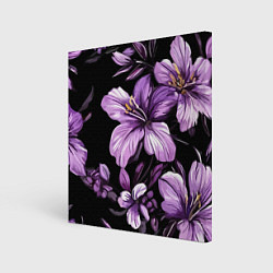 Холст квадратный Лилии винтажный узор, цвет: 3D-принт