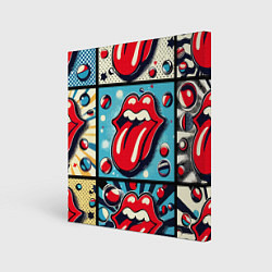 Холст квадратный Rolling Stones logo - pop art, цвет: 3D-принт