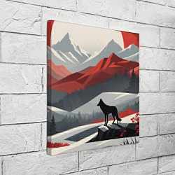 Холст квадратный Лиса и красные горы, цвет: 3D-принт — фото 2