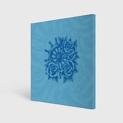 Холст квадратный Штурвал и три розы, цвет: 3D-принт