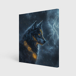 Холст квадратный Волк фэнтези стиль, цвет: 3D-принт