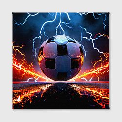 Холст квадратный Футбольный мяч в молниях, цвет: 3D-принт — фото 2