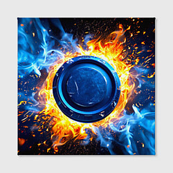 Холст квадратный Шайба в синем пламени, цвет: 3D-принт — фото 2