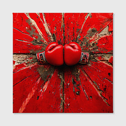 Холст квадратный Кикбоксеркие перчатки в красном, цвет: 3D-принт — фото 2