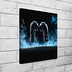 Холст квадратный Черные бойцовские перчатки в дыму, цвет: 3D-принт — фото 2