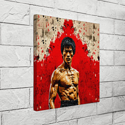 Холст квадратный Брюс Ли на красном, цвет: 3D-принт — фото 2