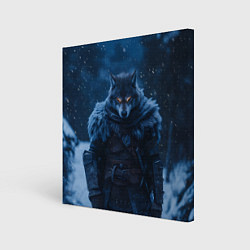 Холст квадратный Воин волк зимой, цвет: 3D-принт