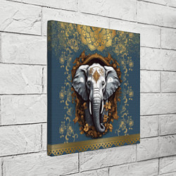 Холст квадратный Слон лотос и золотая мандала, цвет: 3D-принт — фото 2