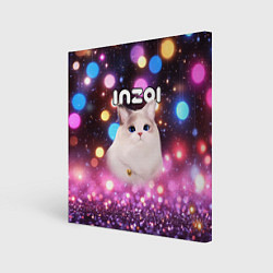 Холст квадратный Inzoi кошечка и логотип, цвет: 3D-принт