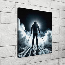 Холст квадратный Лыжник идет в гору в ночи, цвет: 3D-принт — фото 2