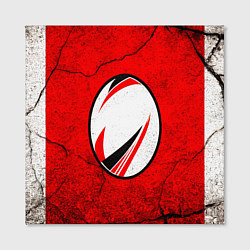 Холст квадратный Красно-белый мяч для регби, цвет: 3D-принт — фото 2