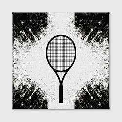 Холст квадратный Теннисная ракетка в черно-белом, цвет: 3D-принт — фото 2