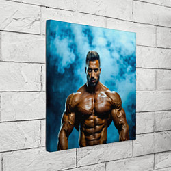 Холст квадратный Бодибилдер в синем дыму, цвет: 3D-принт — фото 2