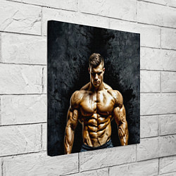 Холст квадратный Бодибилдер на черном, цвет: 3D-принт — фото 2