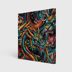 Холст квадратный Татуировка дракона ирезуми, цвет: 3D-принт