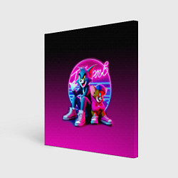 Холст квадратный Tom and Jerry - neon glow fantasy, цвет: 3D-принт