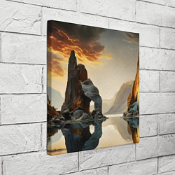 Холст квадратный Горное озеро со скалами, цвет: 3D-принт — фото 2